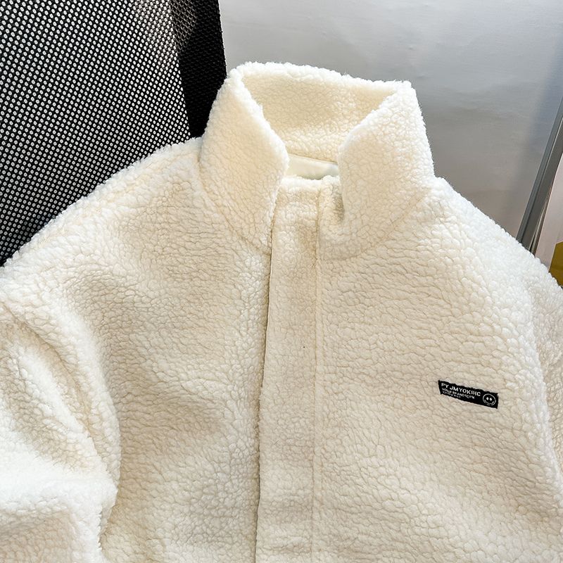 Winter pu leather reversible cotton coat plus velvet thickened couple men's cotton coat American loose lamb wool cotton coat