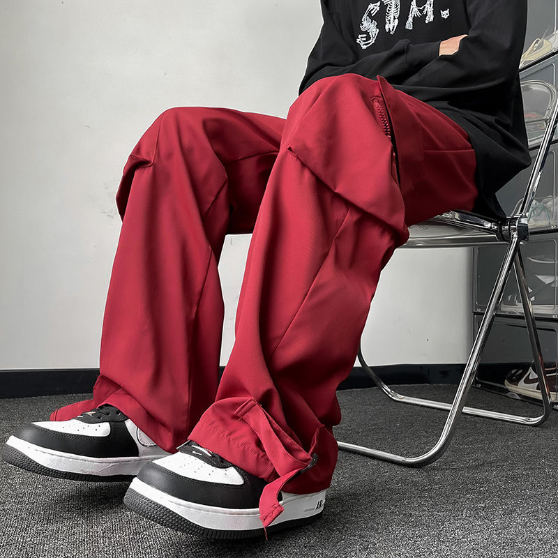 Trendy brand functional style pants for men in spring and autumn American high street hiphop overalls straight loose casual wide leg pants