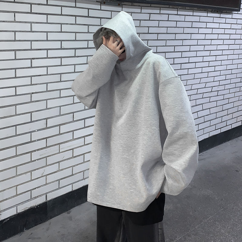高領連帽衛衣男美式重磅潮牌ins寬鬆上衣春秋季痞帥休閒情侶外套