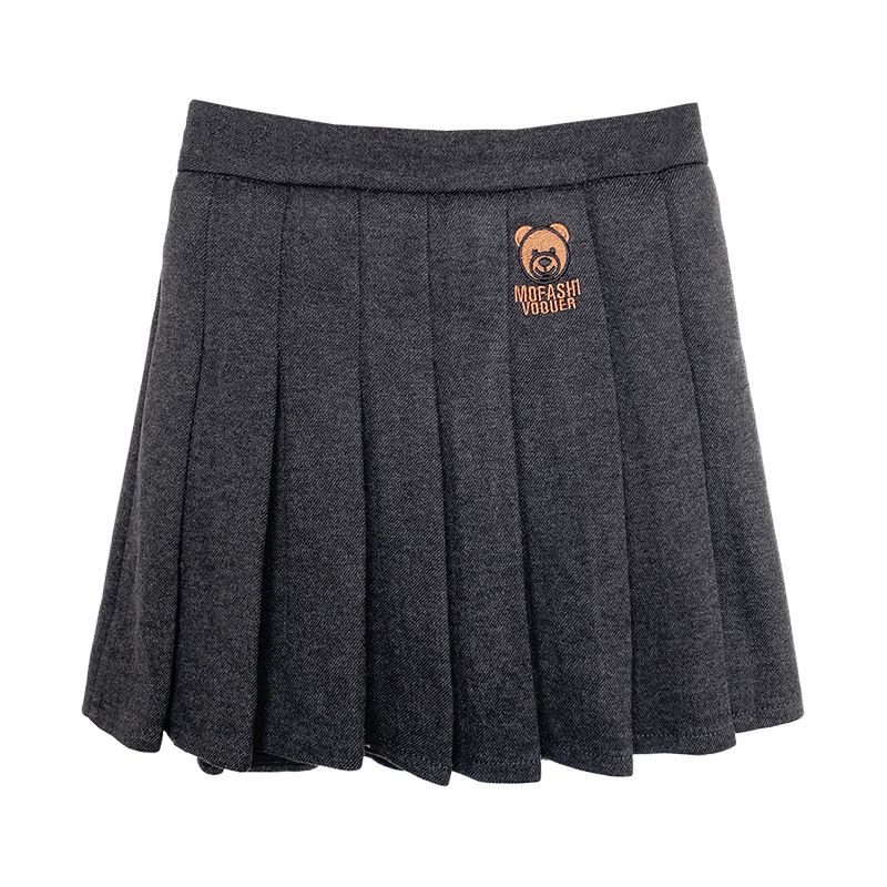 Girls' woolen pleated skirt 2024 new autumn and winter style medium and large children's fashionable and versatile short skirt college style skirt