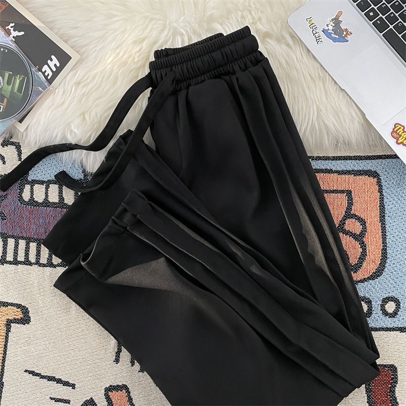 Tethered straight-leg sweatpants for men in spring and autumn trendy brand ins heavy-duty simple casual pants versatile loose wide-leg pants