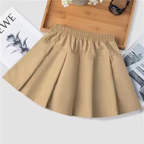 Girls' woolen pleated skirt 2024 new autumn and winter style medium and large children's fashionable and versatile short skirt college style skirt