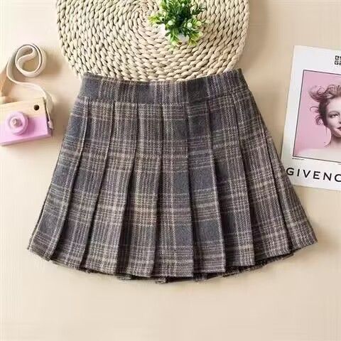 Girls skirt suit pleated skirt 2024 autumn and winter new style girls woolen skirt children's college style JK skirt