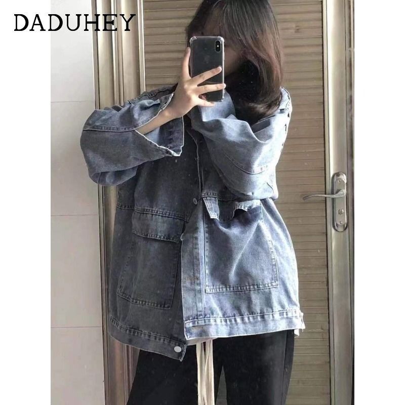 Blue retro denim jacket for women 2023 autumn and winter new Korean style loose and versatile ins trendy outer jacket top