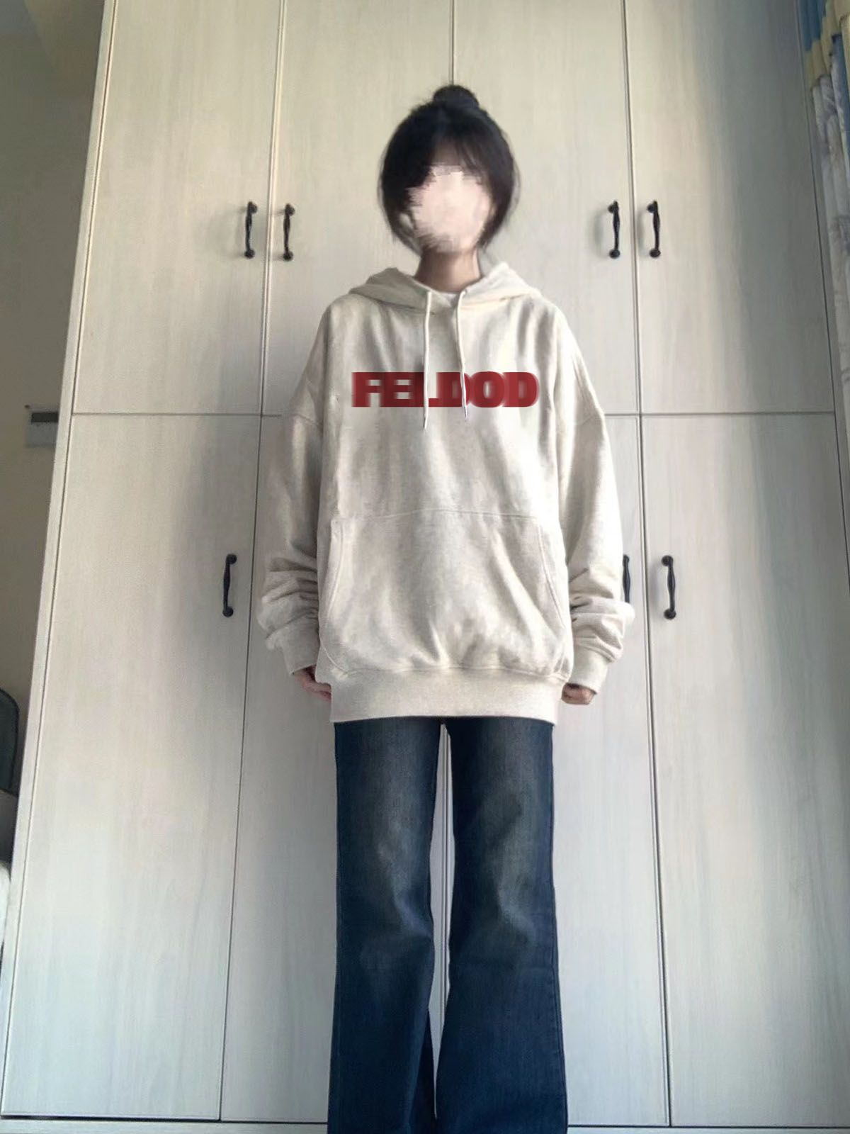 100%重磅純棉白灰色連帽衛衣女秋冬寬鬆加絨加厚oversize外套上衣