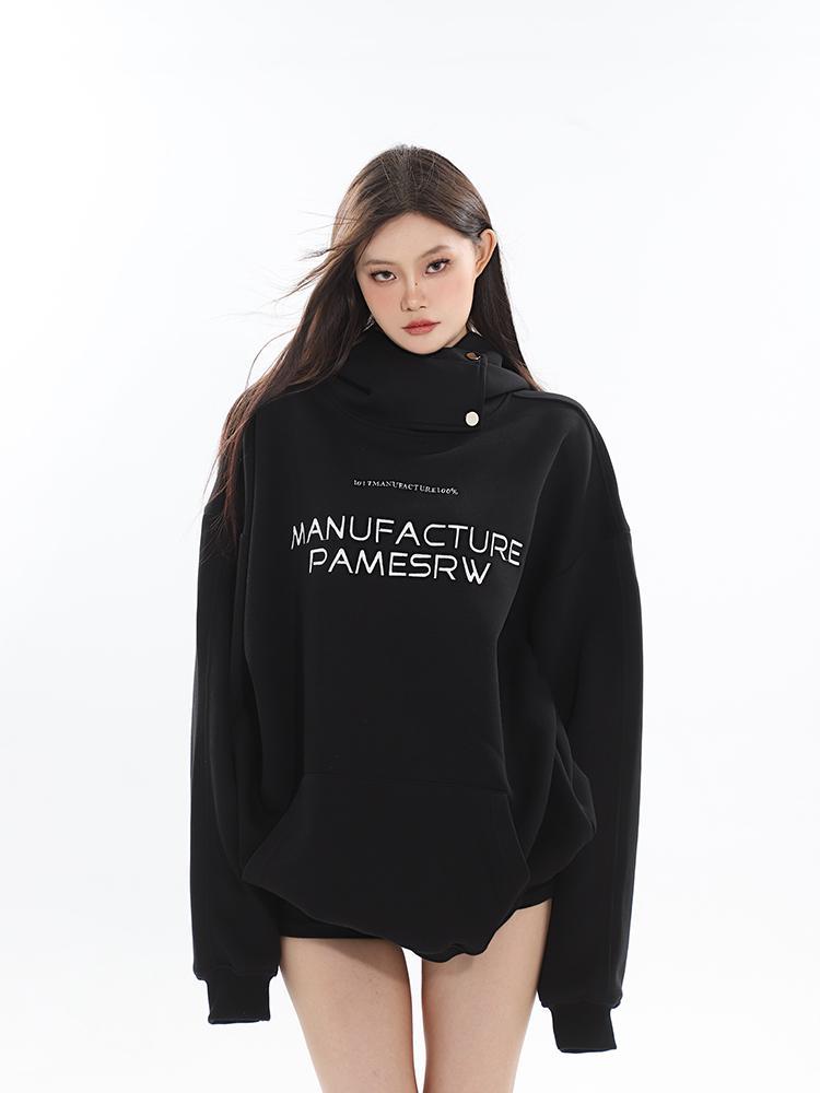 Homemade autumn and winter 2023 new coat American style plus velvet loose casual versatile versatile men's hooded sweatshirt pullover couple trend