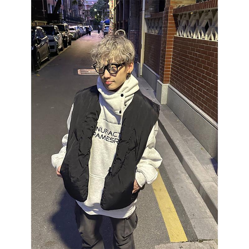 Autumn and winter American retro niche design buttoned hooded letter design sweatshirt couple loose casual versatile top