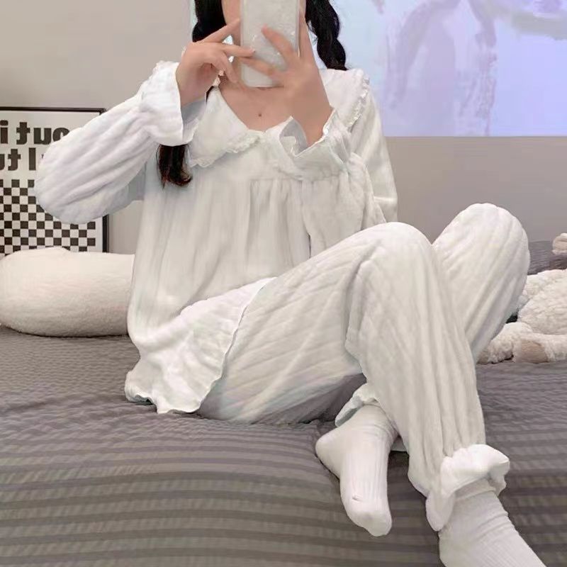 珊瑚絨睡衣女冬季2023年新款學生家居服法蘭絨加厚甜美公主風套裝