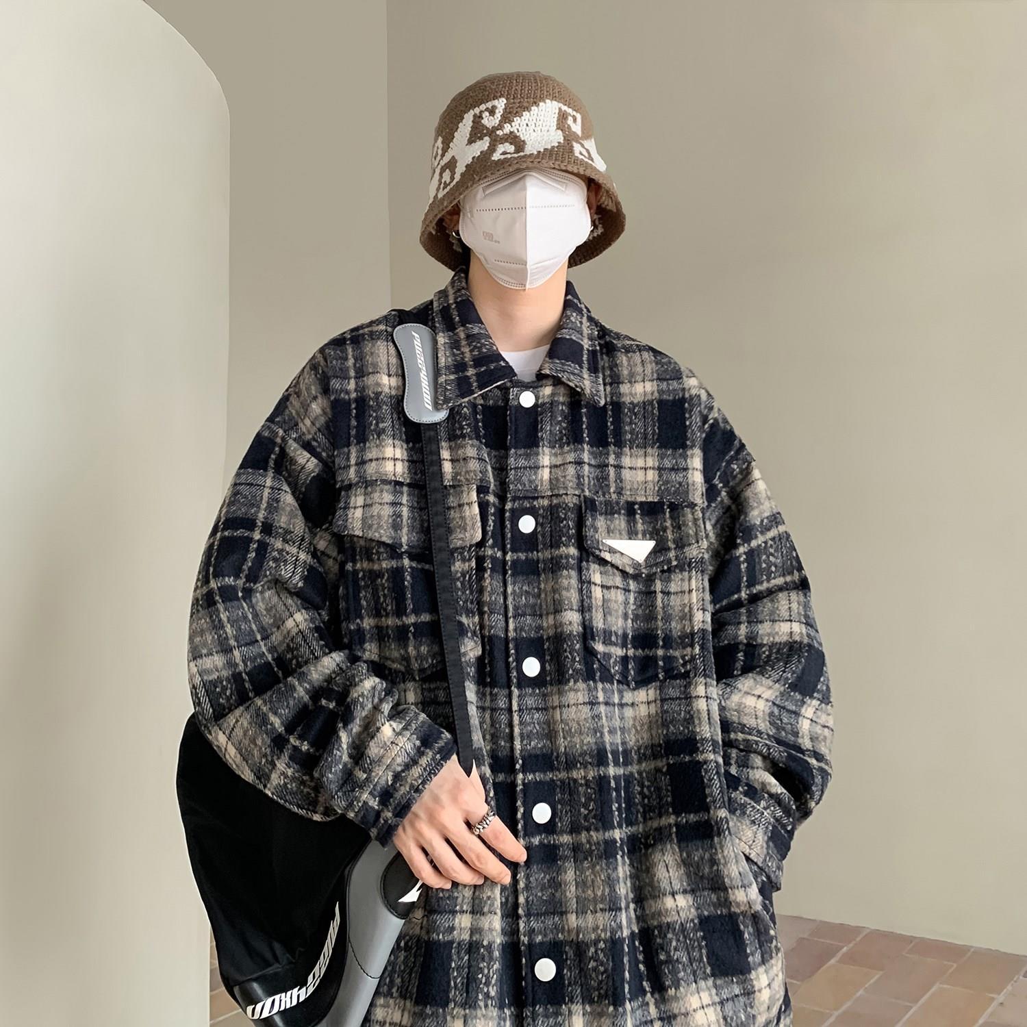 小香風格紋毛呢外套男女潮牌痞帥春秋款高級感美式復古夾克青少年