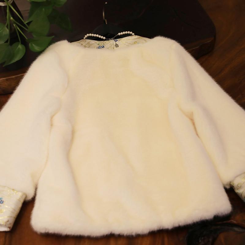  new autumn and winter elegant temperament retro new Chinese style v-neck loose plush warm versatile cotton coat