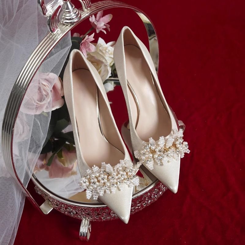 法式小众结婚鞋女新款礼两穿不累脚高跟单鞋礼服新娘鞋
