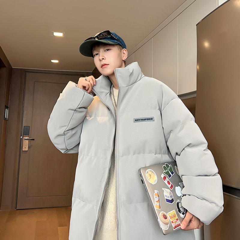 Winter thickened pu leather cotton coat men's loose stand-up collar down cotton coat American trendy brand handsome couple bread coat jacket