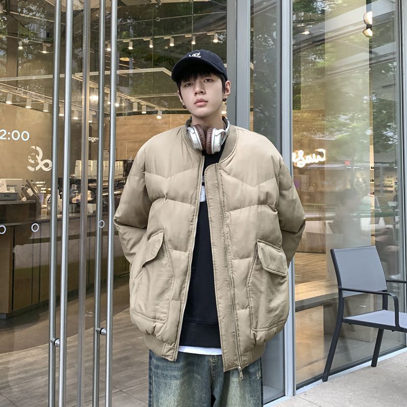 Winter new bread coat men's American retro loose cotton coat trendy brand ins plus velvet thickened couple cotton coat