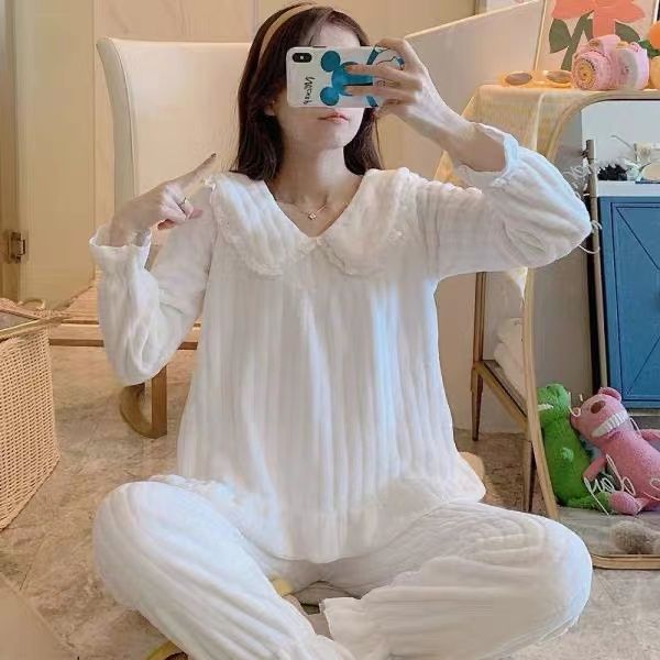 珊瑚絨睡衣女秋冬季長袖網紅爆款寬鬆加厚法蘭絨家居休閒兩件套裝