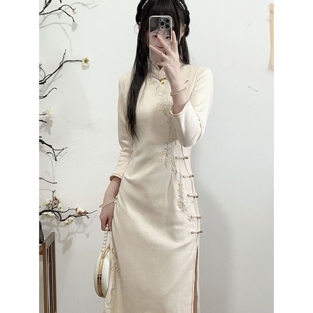新中式改良古法旗袍连衣裙秋季新款高端精致复古超仙国风长裙