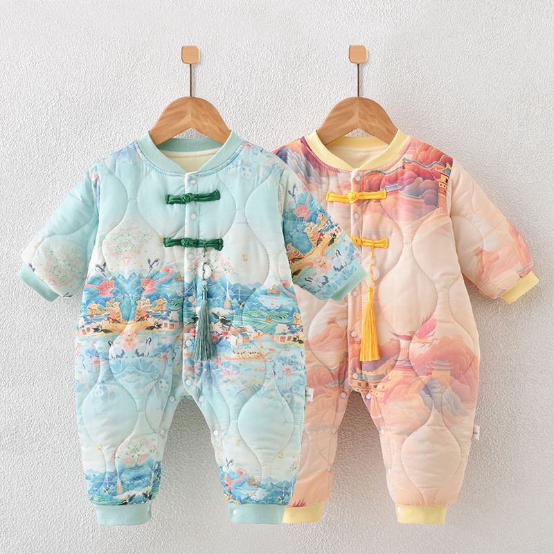 Baby clothes quilted warm cotton clothes autumn and winter baby onesies thickened thin cotton newborn newborn outing clothes winter clothes