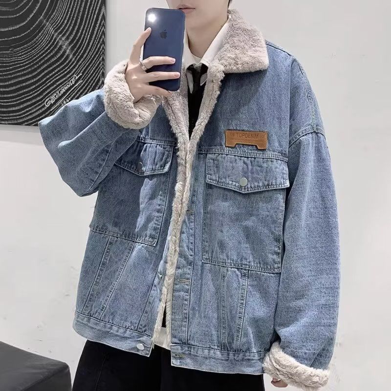 牛仔外套男美式復古秋冬季潮牌痞帥工裝夾克寬鬆休閒加絨加厚棉服