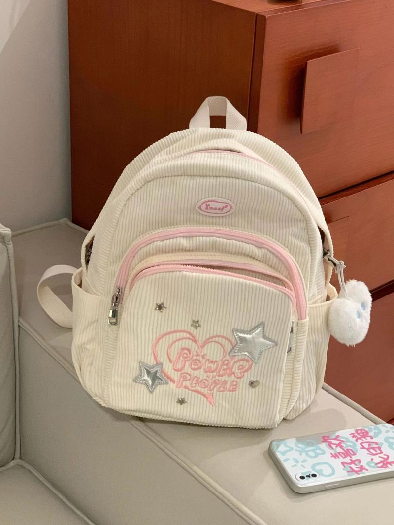 Niche corduroy sweet backpack 2023 new winter high-looking travel backpack casual portable shoulder bag