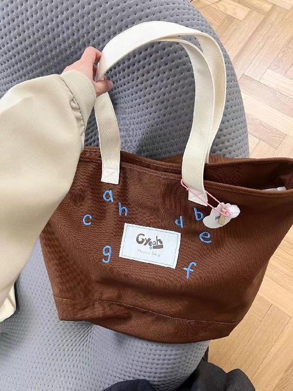 Autumn and winter Darong Commuting Canvas Bag 2023 New Casual Versatile Handheld Tote Bag Western Style Letter Shoulder Bag