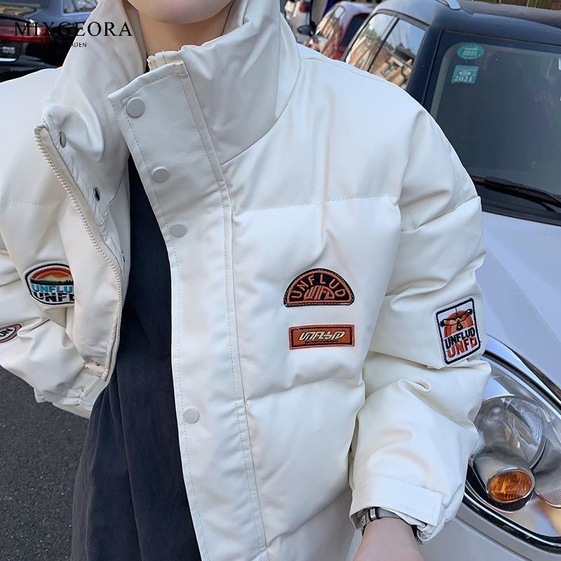 MIX GEORA PU皮棉衣外套男女冬季痞帥立領棉服潮牌美式機車賽車服
