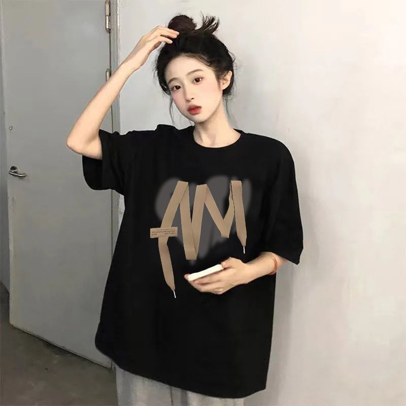 夏季純棉短袖黑色t恤女學生2023新款韓版寬鬆ins半袖港風上衣百搭