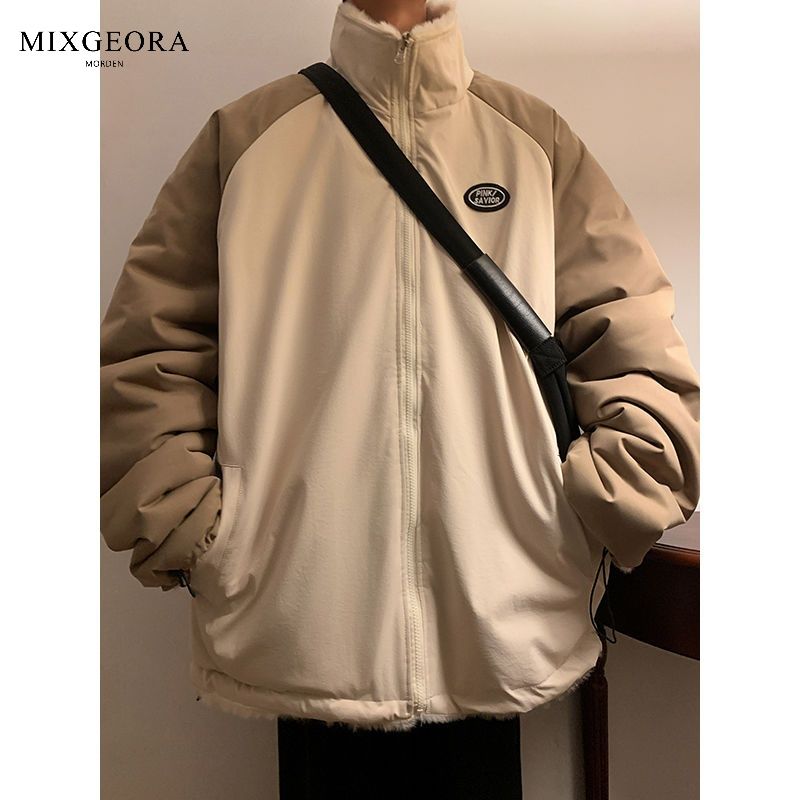 MIX GEORA雙面穿夾克棉衣男女冬季立領外套港風寬鬆休閒保暖棉襖