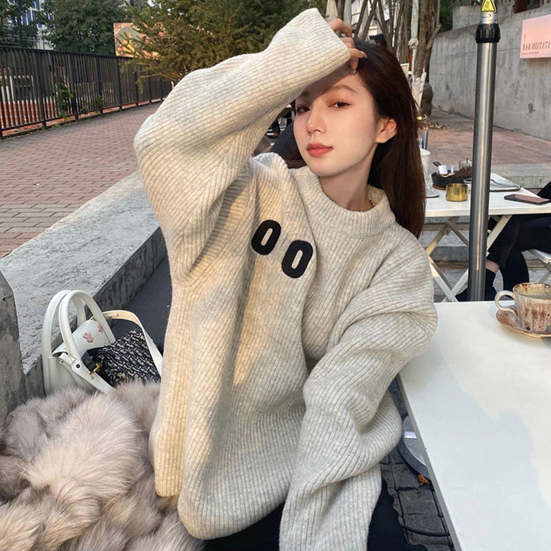 毛衣女秋冬設計感小眾寬鬆套頭日系復古慵懶風高級感軟糯針織上衣