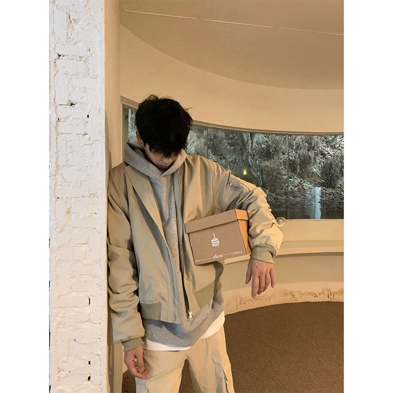 American high-end bomber jacket cotton jacket for men 2023 winter thickened overalls baseball uniform cleanfit jacket