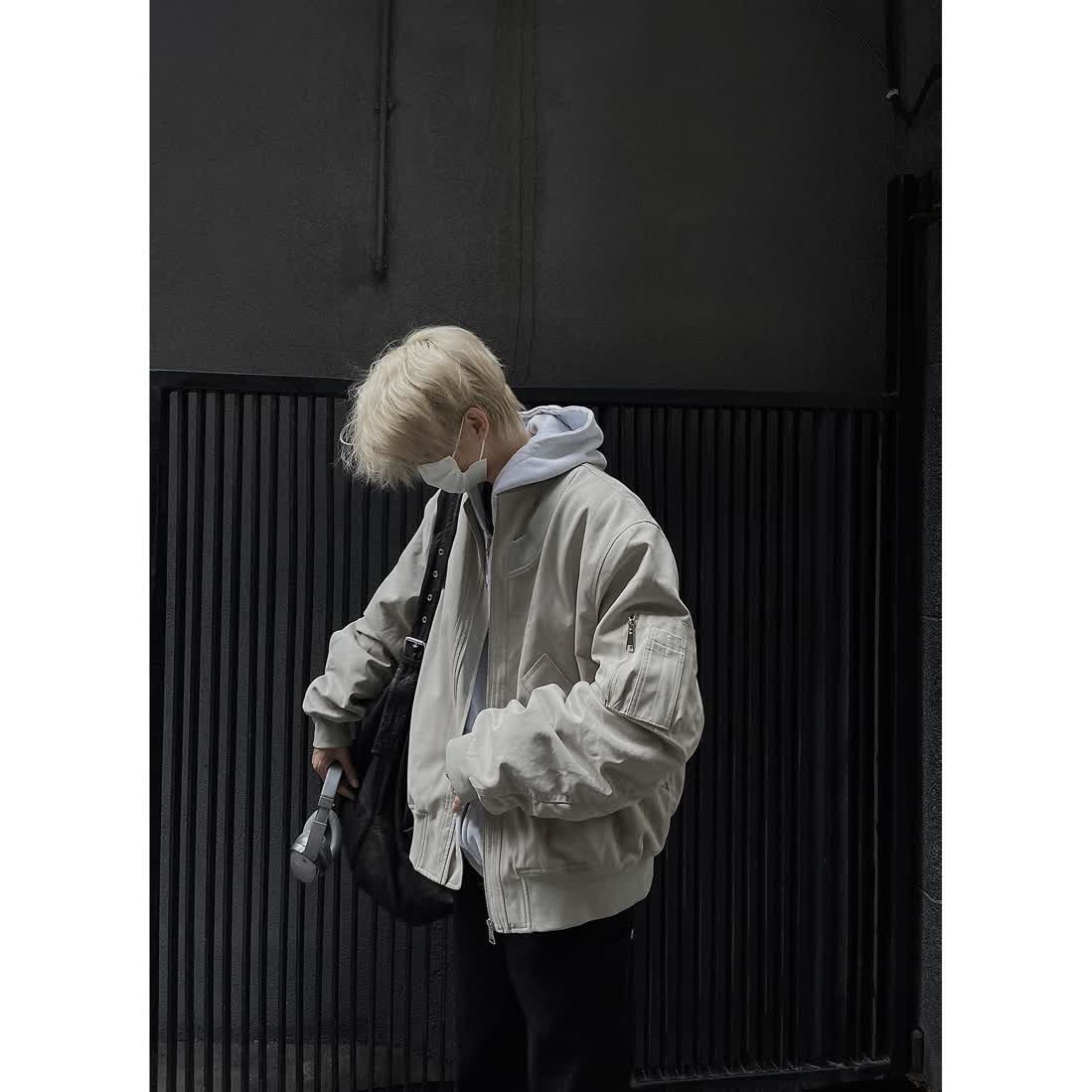 American vintage design loose pilot cotton coat men's ins trend handsome retro casual bread coat cotton coat