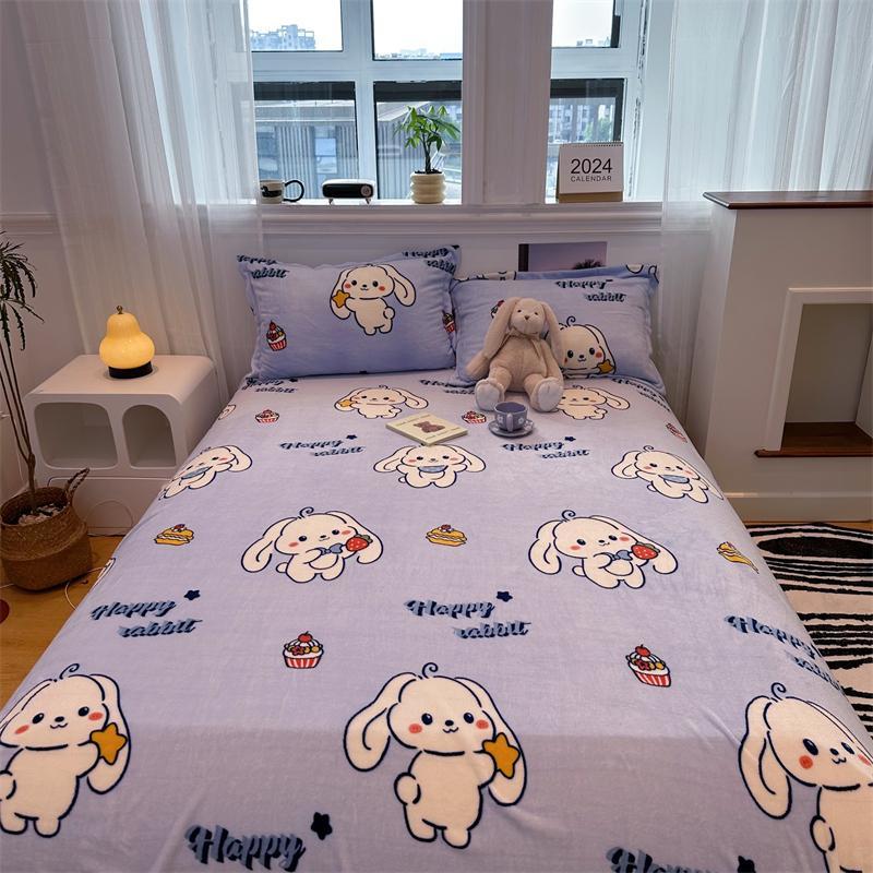 冬季毛绒牛奶珊瑚法兰绒毯单件床单加绒防滑毛毯垫单宿舍加厚被单