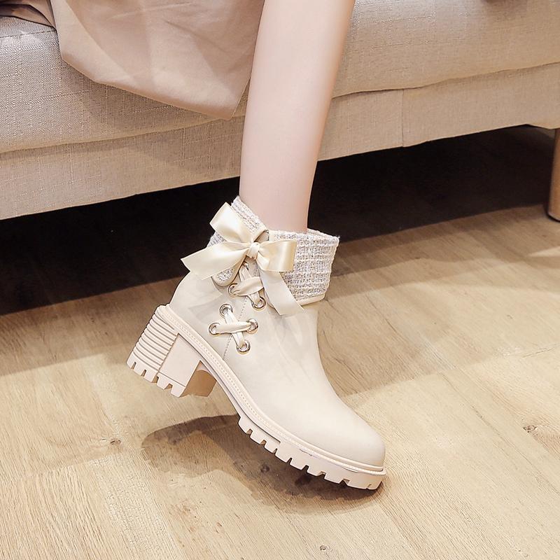 Xiaoxiangfeng thick high-heeled short boots women's Martin boots 2023 new winter velvet women's boots versatile spring and autumn single boots