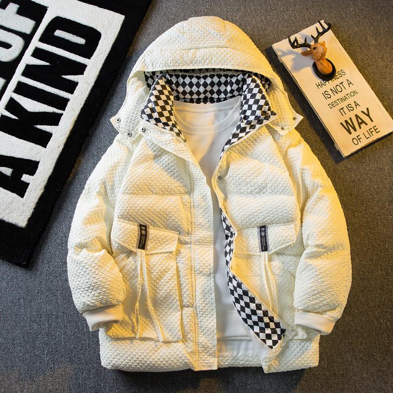 Paul's trendy American checkerboard checkerboard fake two-piece cotton-padded jacket for men's winter trendy brand design thickened cotton-padded jacket