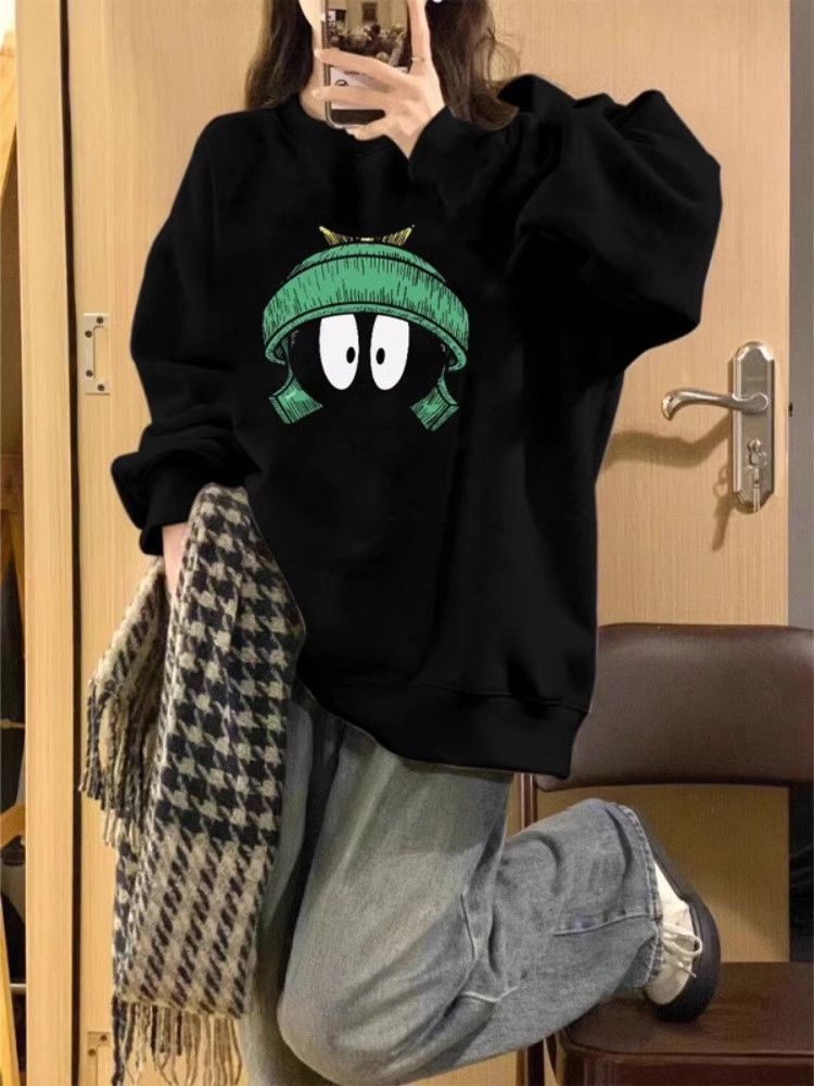 重磅450G純棉銀狐絨美式復古美拉德圓領衛衣女秋冬寬鬆慵懶風上衣