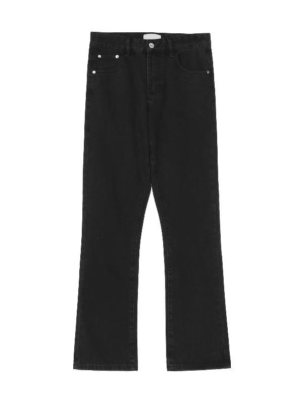 American high street black basic retro washed bootcut jeans men's slim slim straight trousers trendy