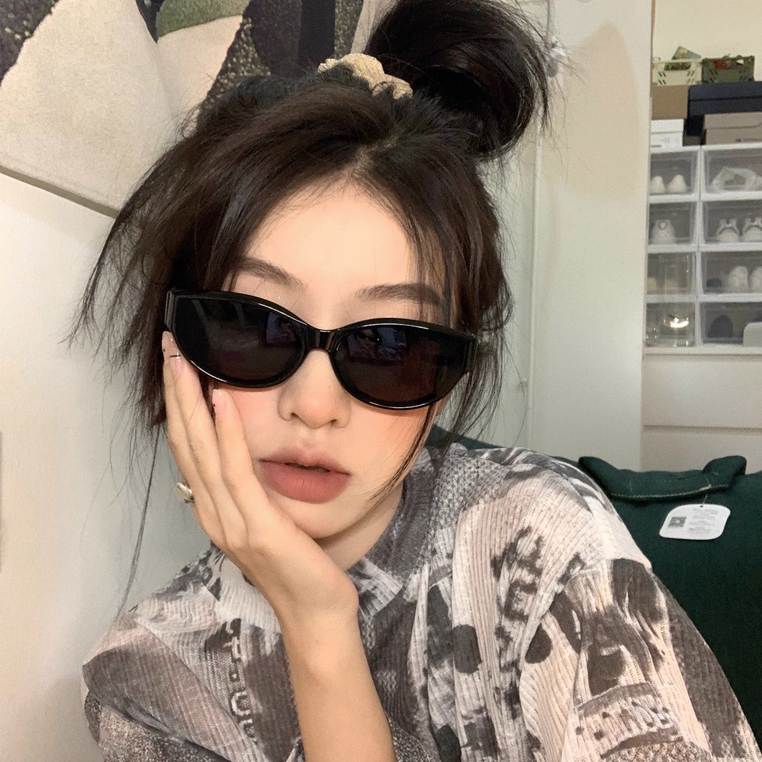 Fashionable retro cat-eye anti-UV sunglasses Korean version Internet celebrity versatile eye protection sun protection anti-glare sunglasses for women