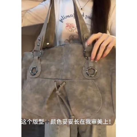 2023 New Commuting Texture Retro Large Capacity Bag Casual Fashion Frosted Handheld Shoulder Bag Tote Bag Trendy
