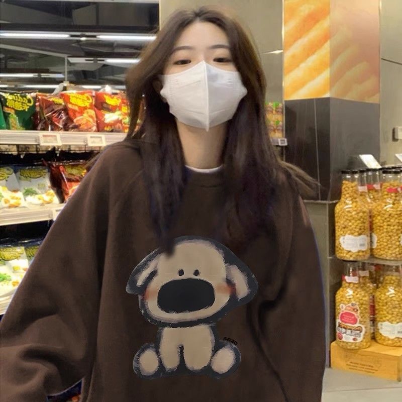 重磅450G純棉銀狐絨美式復古休閒圓領衛衣女港風秋冬寬鬆慵懶上衣