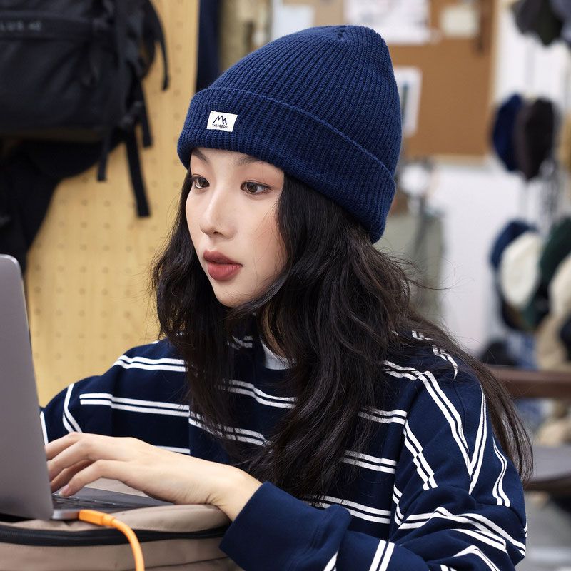 Japanese original mountain mark woolen hat for women autumn and winter warm hat knitted hat men's trendy street baotou hat cold hat