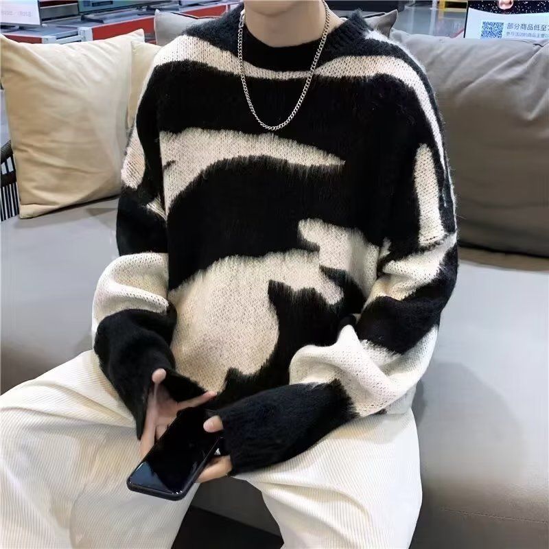 慵懶風毛衣男冬季加厚長袖針織衫秋冬復古設計感小眾高級感外套