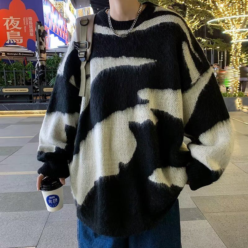 毛衣男秋冬寬鬆慵懶風套頭針織線衫2023新款韓版潮流加厚線衣外套