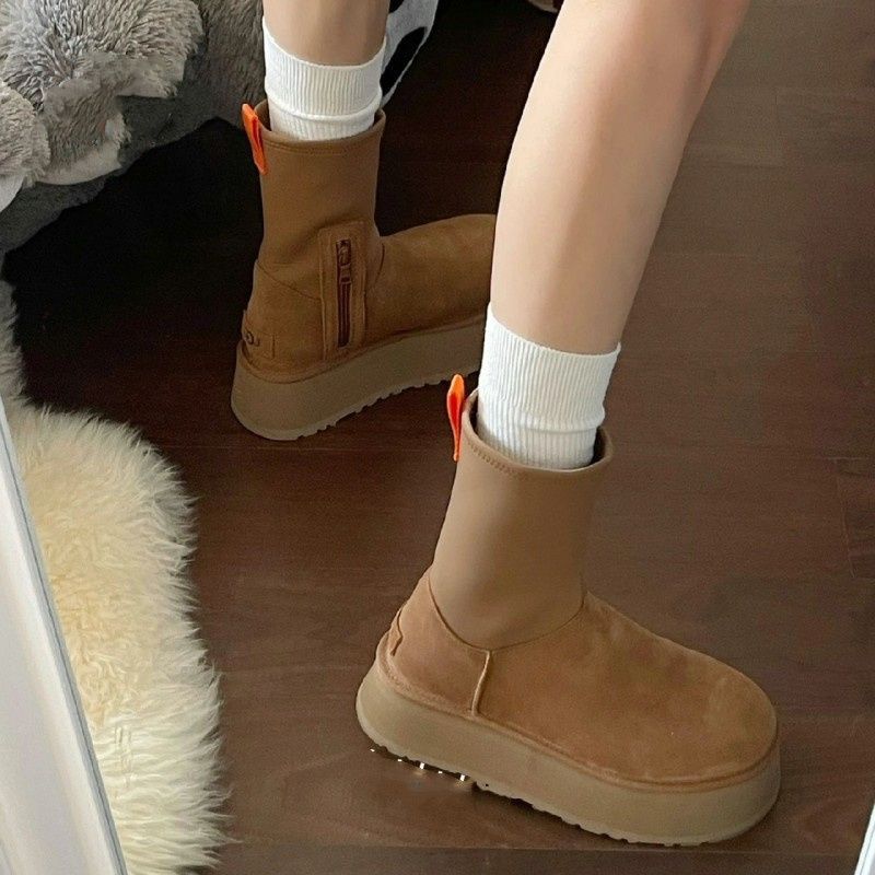  New Elastic Sock Dip Boots Women's Winter Thick Soled Height Fur One-piece Snow Boots Plus Velvet Thickened Cotton Shoes