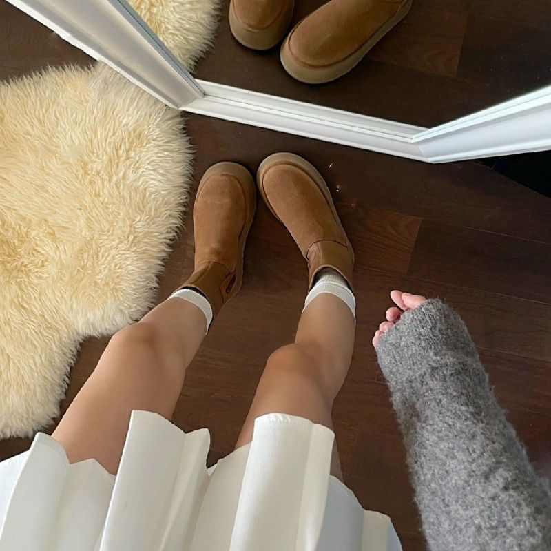  New Elastic Sock Dip Boots Women's Winter Thick Soled Height Fur One-piece Snow Boots Plus Velvet Thickened Cotton Shoes