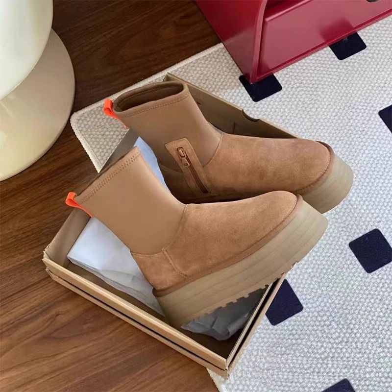 Zhao Lusi's same style platform thick-soled snow boots 2023 winter new versatile plus velvet anti-slip bread shoes for women ins