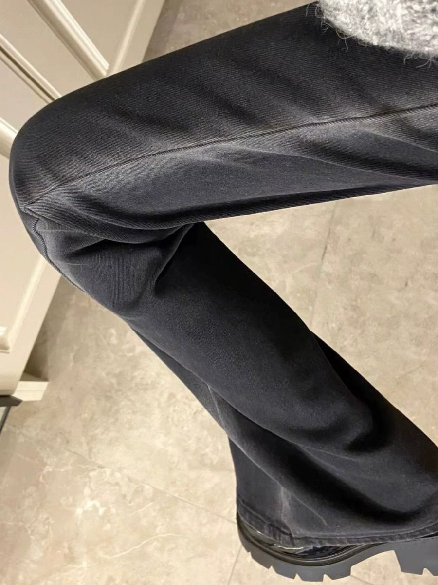 黑色漸變微喇叭牛仔褲女秋冬新款大碼胖mm直筒褲修身顯瘦馬蹄褲子