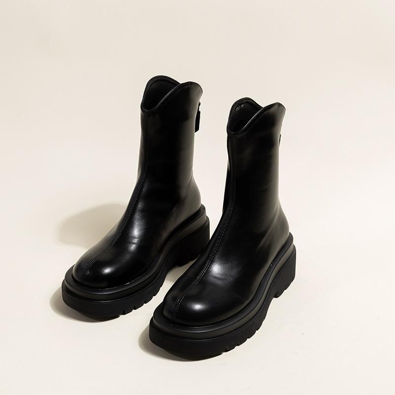 Women's shoes retro Martin boots women's new Chelsea boots women's shoes thick-soled short boots single boots V-mouth