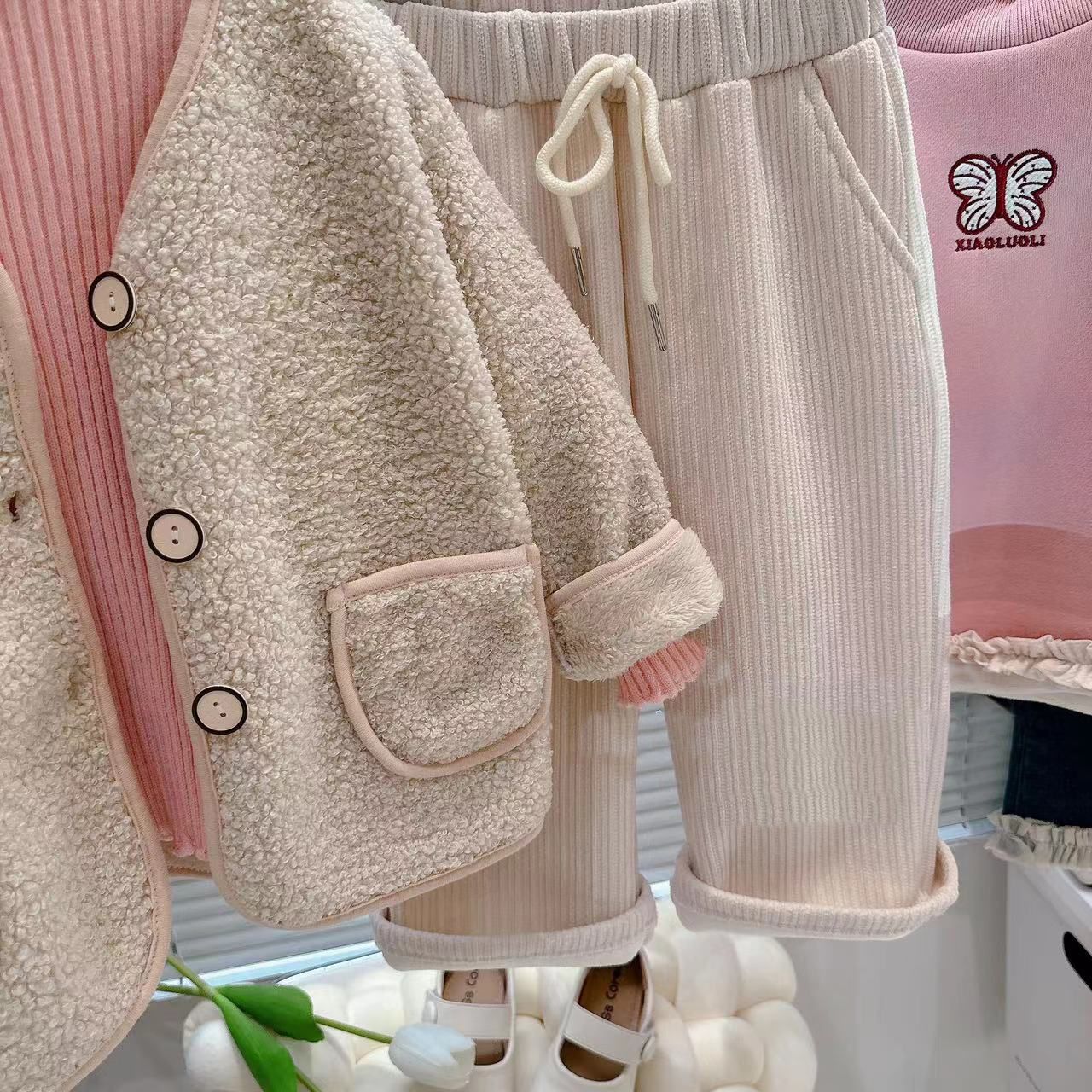 【加绒加厚】女童洋气泰迪绒保暖外套韩版冬季时尚毛绒童装