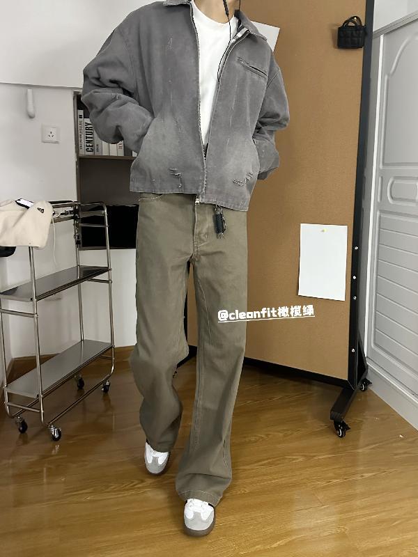 Maillard cleanfit retro American vibe men and women loose American wasteland style brown straight pants jeans