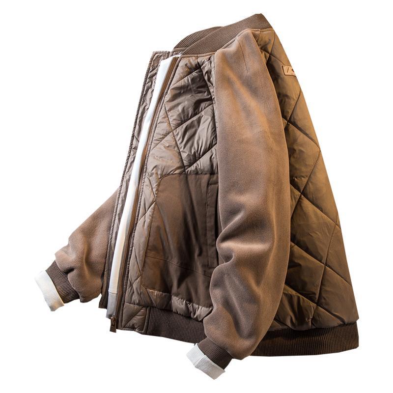 Paul trendy rhombus plaid splicing cotton jacket men's winter thickened warm cotton clothespin cotton baseball jacket