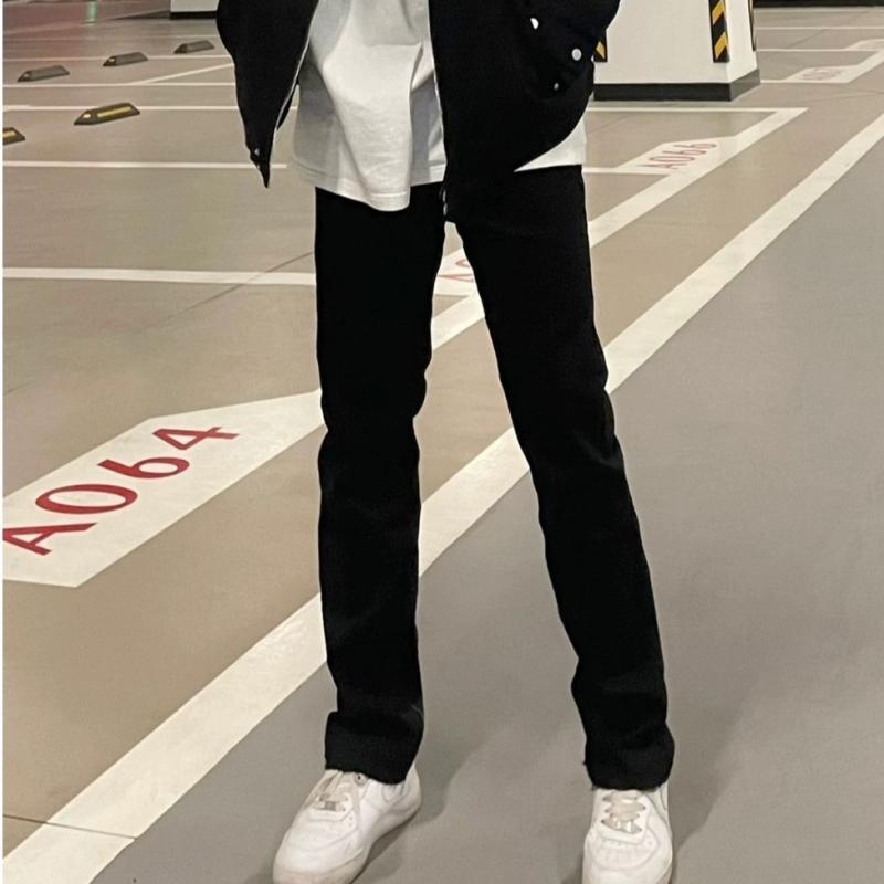 American high street bootcut black jeans for men and women, straight, loose, slim and versatile, vibe street trend trousers