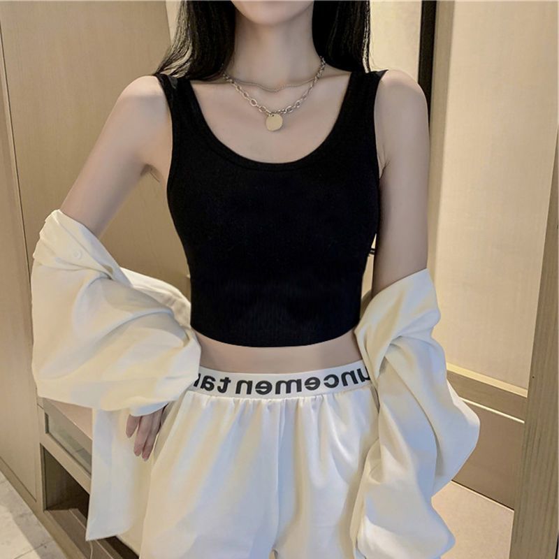 運動吊帶背心女內搭秋冬季女裝短款修身顯瘦配小西裝打底德絨上衣